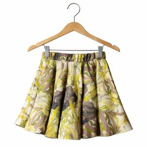 PopUpShop Tropical Print Skirt. Elastic Waistband, Size 3/4